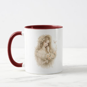 Taza Floral Muchacha Susurro de Rosa