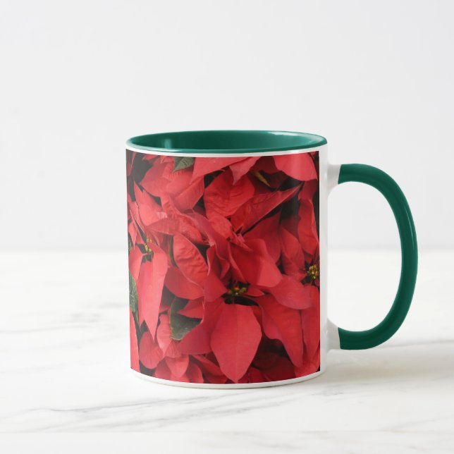 Taza Floral navideña de Navidades de la Poinsettias Roj (Derecha)