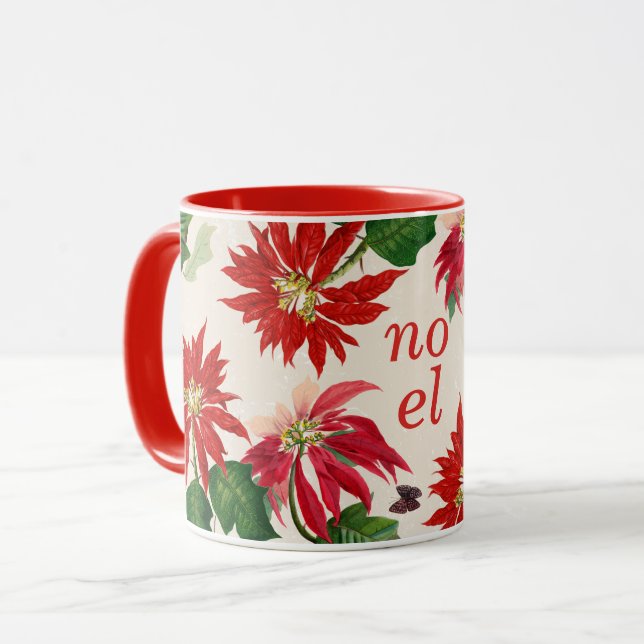 Taza Floral Noel Poinsettia festiva (Anverso izquierdo)