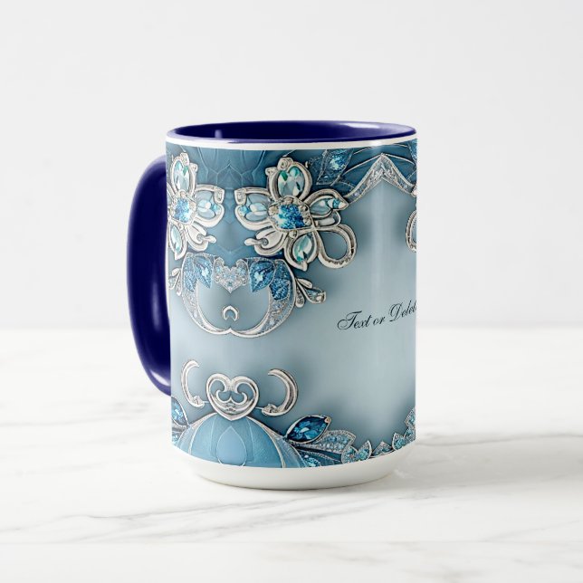 Taza floral ornamentada azul (Anverso izquierdo)