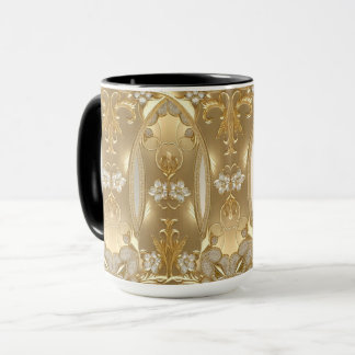 Taza floral ornamentada en oro