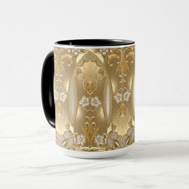 Taza floral ornamentada en oro (Anverso izquierdo)