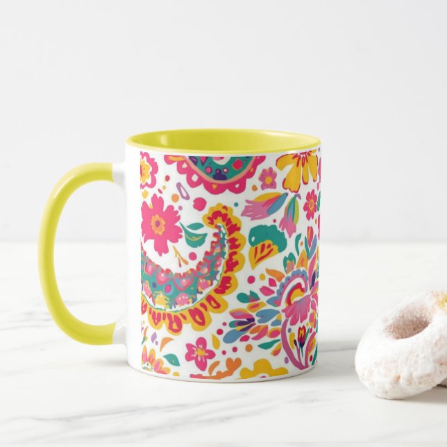 Taza Floral Paisley Primavera (Con donut)