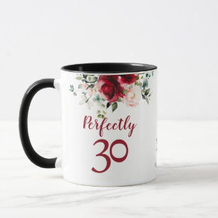 Taza floral para fiesta de cumpleaños número 30