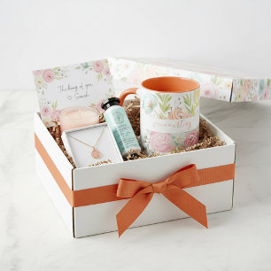 Taza Floral personalizada con acuarela naranja y rosa