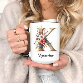 Taza floral personalizada para regalo de cumpleaño