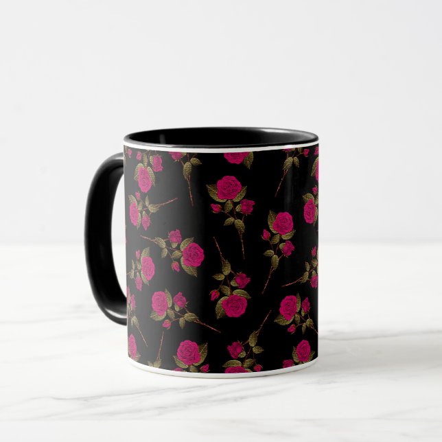 Taza Floral popular rosa de lujo (Anverso izquierdo)