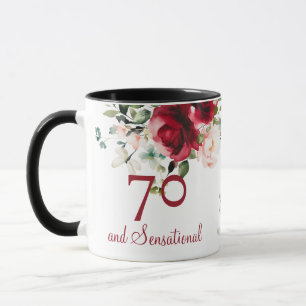 Taza floral por 70 cumpleaños