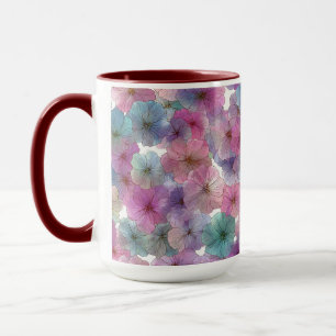 Taza Floral primaveral vintage en verde y rosa pastel