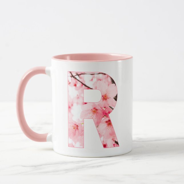 Taza Floral R Initial Mug | Personalized Name & Traits (Izquierda)