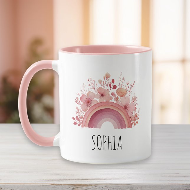 Taza Floral Rainbow Girls Mug Personalised Name (Subido por el creador)