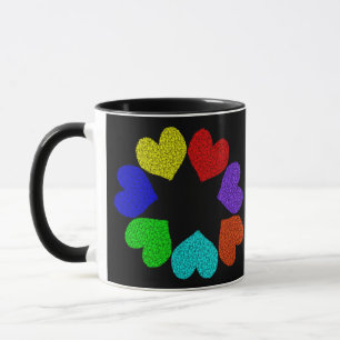 Taza Floral Rainbow Love Hearts Mug
