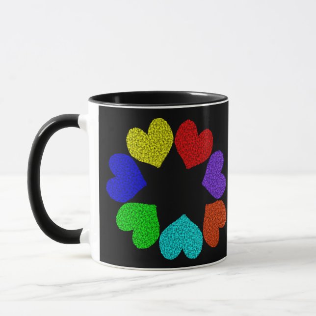 Taza Floral Rainbow Love Hearts Mug (Izquierda)