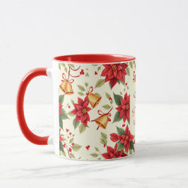 Taza Floral Retro Navideño Personalizado