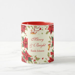 Taza Floral Retro Navideño Personalizado