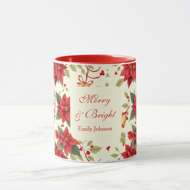 Taza Floral Retro Navideño Personalizado   (Centro)
