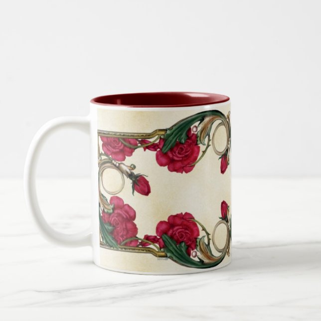 Taza floral roja del rosa rojo (Izquierda)