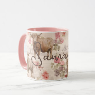 Taza Floral rosa rosa de las vacas montañosas occidenta