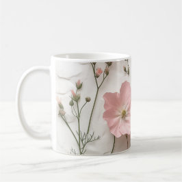 Taza floral rosa rubor | Taza de café botánico ele