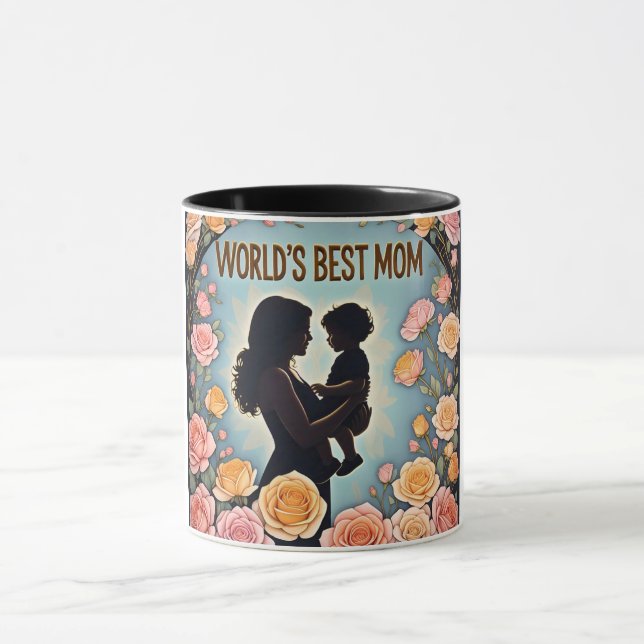 Taza Floral Silhouette Worlds Mejor Día de la Madre de  (Centro)