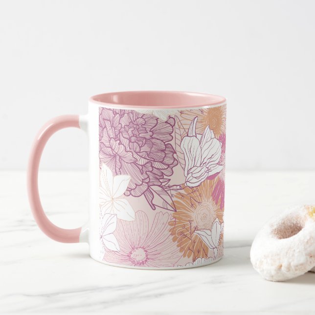 Taza Floral sin foco (Con donut)
