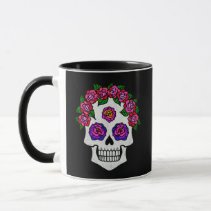 Taza Floral Skull con Rosas Nombre personalizado Hallow