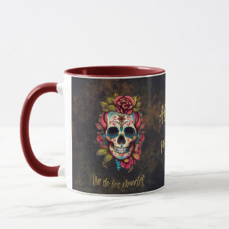 Taza Floral Skull Dia de los Muertos Memoria