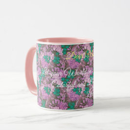 Taza Floral sobre madera Personalizar popular texto