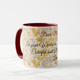 Taza Floral sobre madera Personalizar popular texto