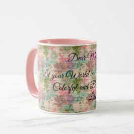 Taza Floral sobre madera Personalizar popular texto