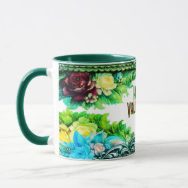 Taza Floral Valentine's Day Mugs With Custom Text