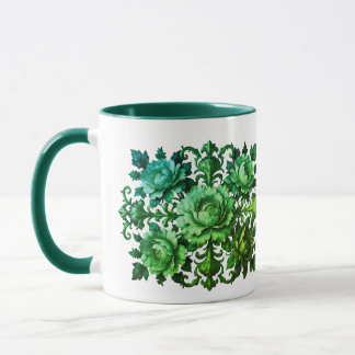 Taza floral verde