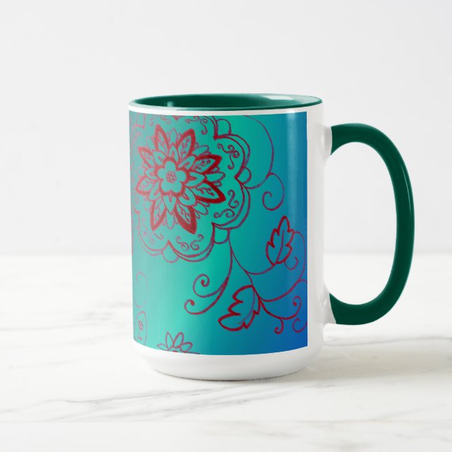 Taza floral verde (Derecha)