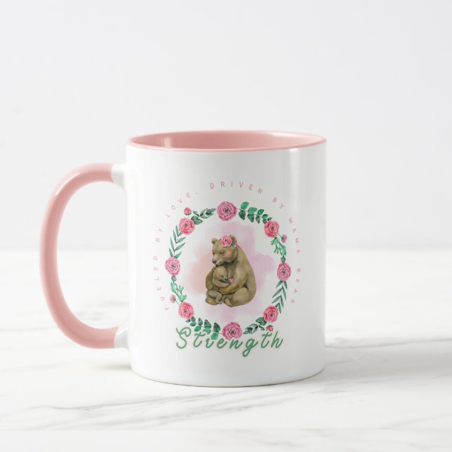 Taza Floral Watercolor Mama Bear Art (Izquierda)