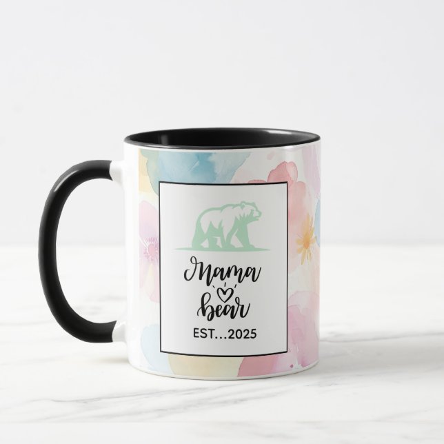 Taza Floral Watercolor Mama Bear Mug Art (Izquierda)