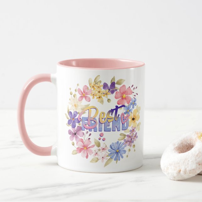 Taza Floral Wreath Best Friends (Con donut)