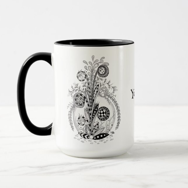 Taza Florale Pflanze im Tangle Design -  (Izquierda)