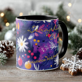 Taza Florales abstractos festivos con adornos de Navida