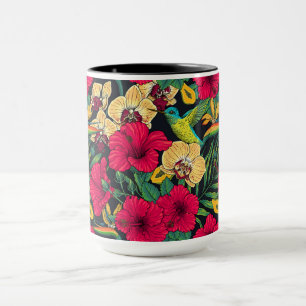 Taza Florales Tropicales y Colibrí - Botanica de Verano