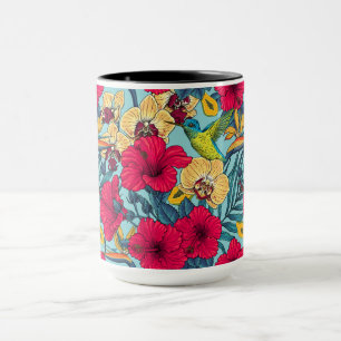 Taza Florales Tropicales y Colibrí - Botanica de Verano