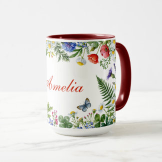 Taza Florecilla silvestre acuarela con nombre personali