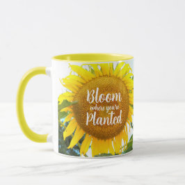 Taza Florecimiento donde estás plantado girasol amarill