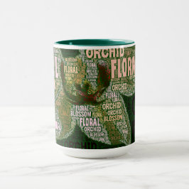 Taza Florecimiento floral de orquídeas sobre nube de pa