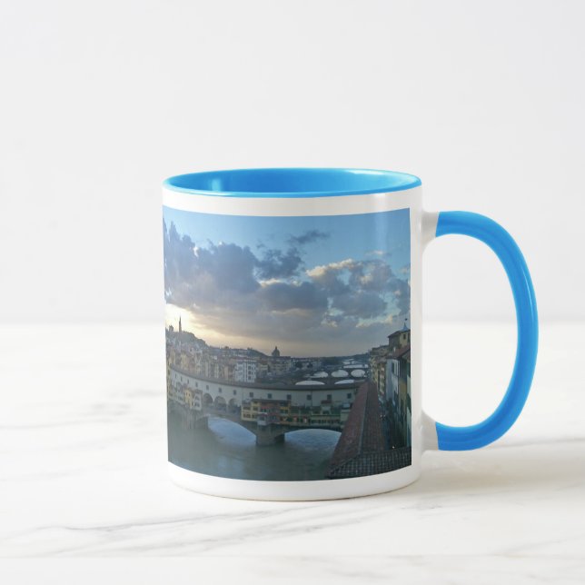 Taza Florencia - puesta del sol, puentes del río de (Derecha)