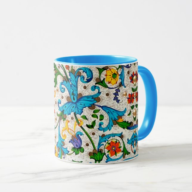 TAZA FLORENTINA RENAISSANCE FLORES AZULES, FLORES (Anverso derecho)