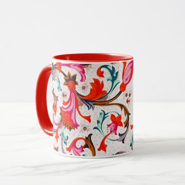 TAZA FLORENTINA RENAISSANCE FLORES ROJOS, FLORES (Anverso izquierdo)