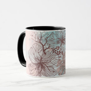 Taza Flores abstractas dibujadas a mano gradiente flora