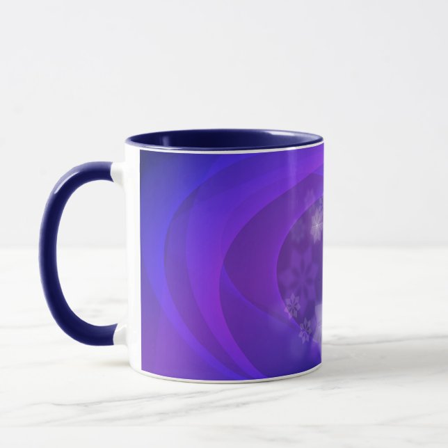 Taza Flores Abstractas En Fondo Indigo Doblado (Izquierda)