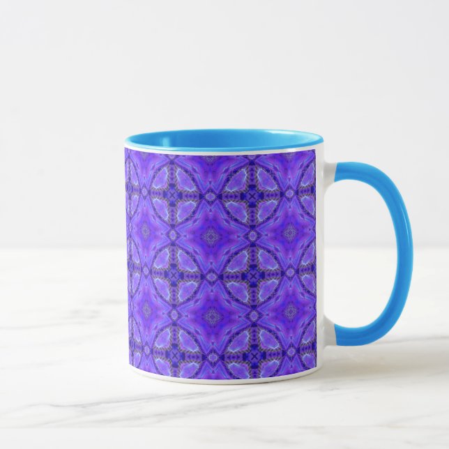 Taza Flores abstractas púrpuras, enrejado, edredón del (Derecha)