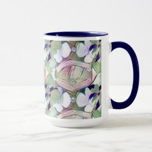 Taza Flores abstractas y Perlas Azules Big Mug